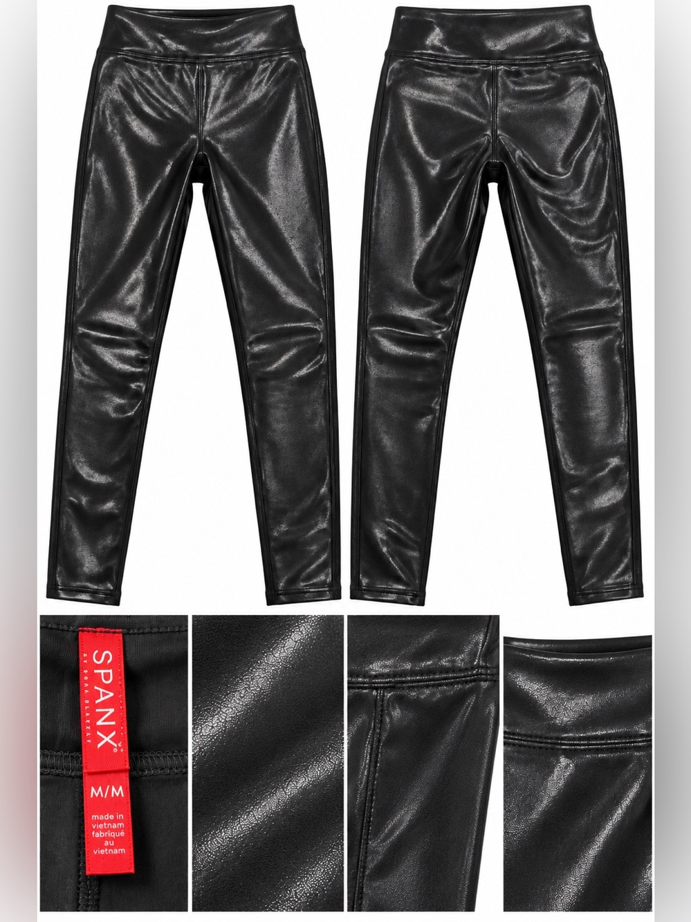 SPANX Faux Leather Leggings Black High Rise Women’s M